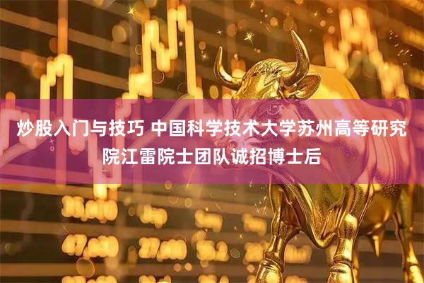 炒股入门与技巧 中国科学技术大学苏州高等研究院江雷院士团队诚招博士后